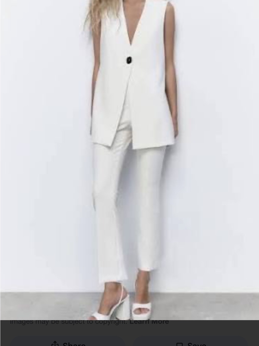 Zara White Straight-Leg Tailored Pants